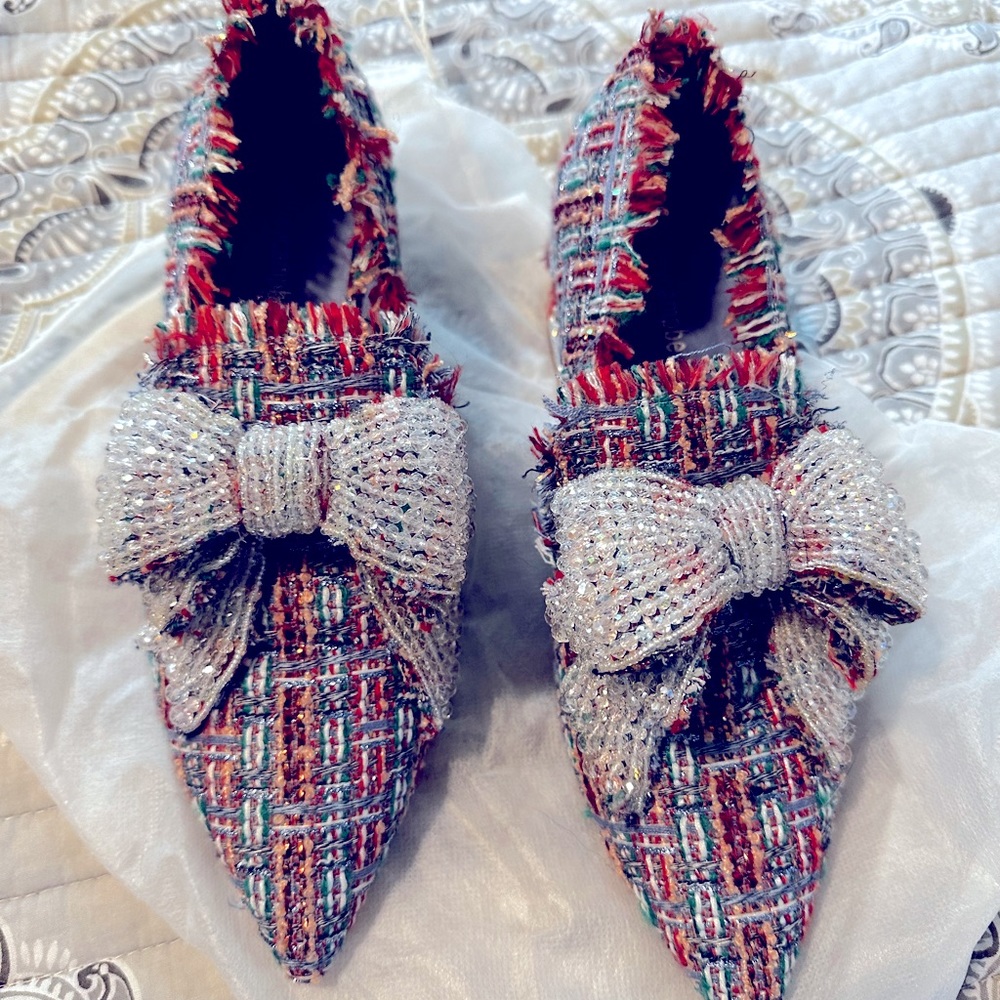 Jeffrey Campbell - Blue Multi Tweed Silver Pumps.